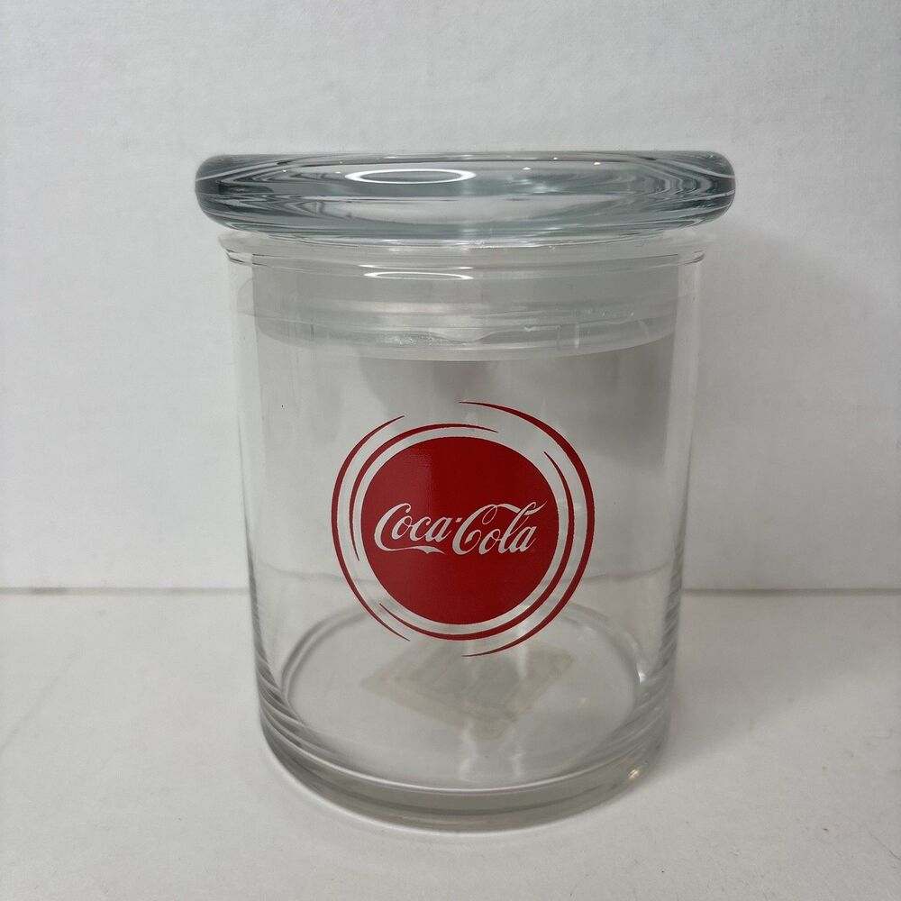 Vintage Libbey Coca-Cola Glass Canister Storage Jar w/ Lid Made in USA Coke